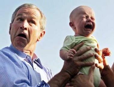 Funny Picture - Bush Scares Baby