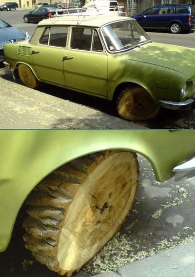 Funny Picture - Wooden Wheels