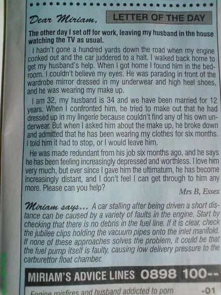 Funny Picture - Great Advice Column Answer!