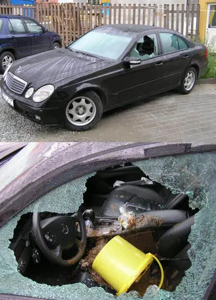 Funny Picture - Bucket Of Poop In Car Girlfriend Revenge